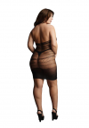 Le Désir High Lace Neck Net Mini Dress - Size - Black