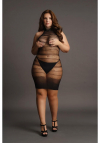 Le Désir High Lace Neck Net Mini Dress - Size - Black