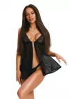 Koszulka babydoll ze stringami Obsessive Elianes czarna