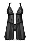 Koszulka babydoll ze stringami Obsessive Elianes czarna