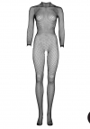 Le Désir Bodystocking with fishnet structure,open crotch and turtle neck.