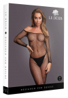 Le Désir Bodystocking with off shoulder neckline,fishnet structure and open crotch.