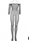 Le Désir Bodystocking with off shoulder neckline,fishnet structure and open crotch.