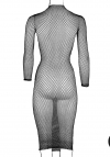 Le Désir Long dress with fishnet structure and turtle neck.