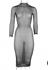 Le Désir Long dress with fishnet structure and turtle neck.