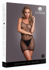 Le Désir Short dress with fishnet structure and spaghetti straps