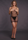 Le Désir Short dress with fishnet structure and spaghetti straps