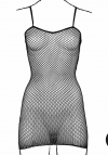 Le Désir Short dress with fishnet structure and spaghetti straps