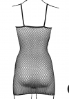 Le Désir Short dress with fishnet structure and spaghetti straps