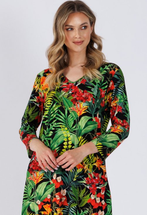Bawełniana koszula nocna z rękawem 3/4 Leveza Idoja 1491