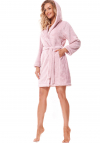Szlafrok damski krótki z kapturem L&L 2319 End róż baletowy