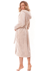 Szlafrok damski z kapturem długi L&L 2322 Soft beżowy (angora)