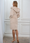 Szlafrok damski krótki z kapturem L&L 2601 Honey beżowy (angora)