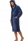 Szlafrok męski z kapturem L&L 2107 Falco navy