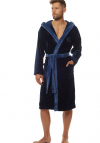 Szlafrok męski z kapturem L&L 2107 Falco navy