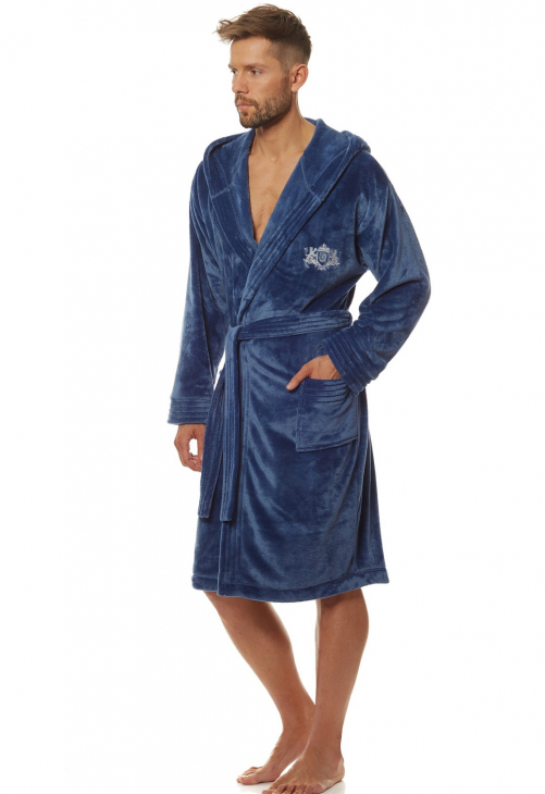 Szlafrok męski z kapturem L&L 2110 Costa navy