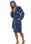 Szlafrok męski z kapturem L&L 2110 Costa navy