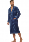 Szlafrok męski z kołnierzem L&L 2111 Luca navy