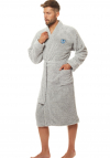Szlafrok męski z kołnierzem L&L 2116 Soft szary