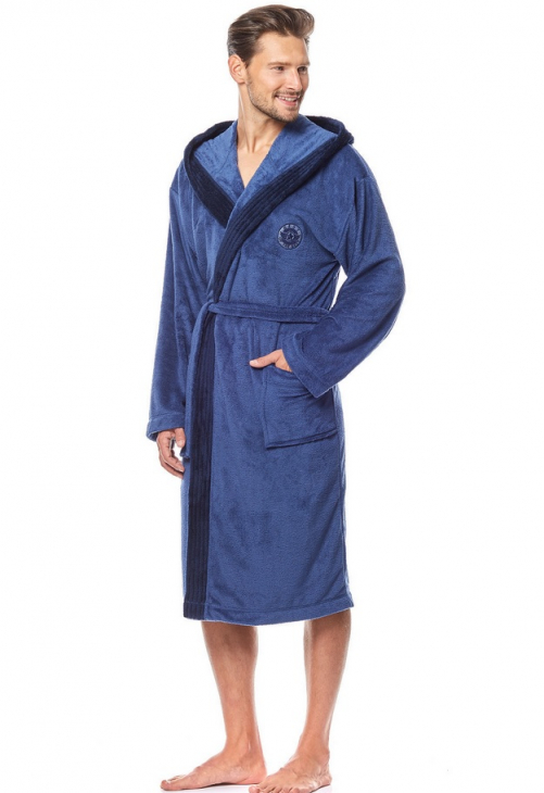 Szlafrok męski z kapturem L&L George navy
