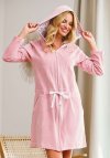 Doctor Nap Jasnoróżowy welurowy szlafrok na suwak od S do 3XL SWO.1008