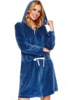 Doctor Nap Niebieski welurowy szlafrok od S do 3XL SWO.1008