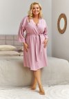 Doctor Nap Różowy szlafrok damski z prążkowanej bawełny plus size SWW.7469