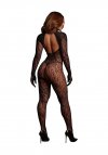 Le Désir Roxy - Leopard Open Knit Cat Suit - One Size - Black