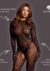 Le Désir Roxy - Leopard Open Knit Cat Suit - One Size - Black