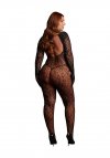 Le Désir Roxy - Leopard Open Knit Cat Suit - Size - Black