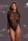 Le Désir Roxy - Sexy Leopard Mesh Crotchless Bodysuit - One Size - Black