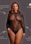 Le Désir Roxy - Sexy Leopard Mesh Crotchless Bodysuit - Size - Black