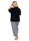 Bawełniana piżama damska w kratkę Doctor Nap PM.7267 czarna