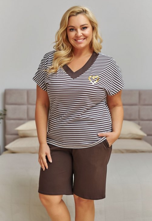 Doctor Nap Piżama damska w paseczki Plus Size PB.7471