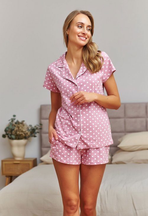 Bawełniana piżama damska rozpinana Doctor Nap PM.7458 różowa