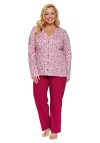 Doctor Nap Różowa piżama damska z elastycznej bawełny z guzikami plus size PM.7560
