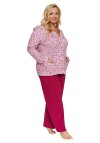 Doctor Nap Różowa piżama damska z elastycznej bawełny z guzikami plus size PM.7560