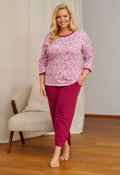 Doctor Nap Piżama damska z elastycznej bawełny plus size PM.7558