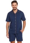 Doctor Nap Granatowa elegancka piżama męska z bawełny organicznej PMB.4261