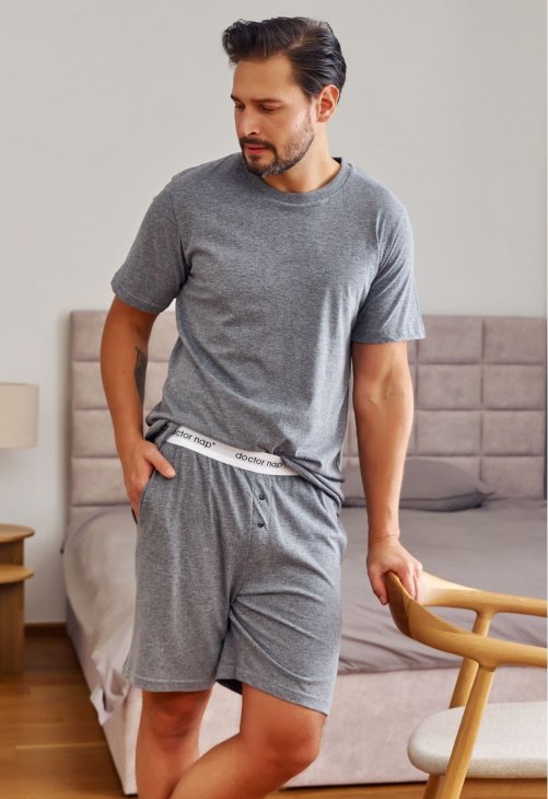 Doctor Nap Męska szara piżama z gumą Doctor Nap PMB.4332
