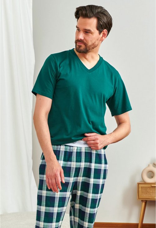 Doctor Nap Męska piżama z ozdobną gumą w pasie PMB.7368