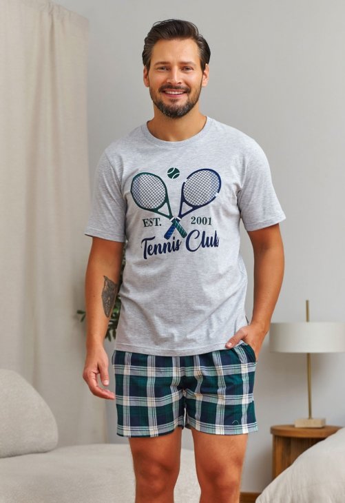 Doctor Nap Szara piżama męska Tennis Club PMB.7401