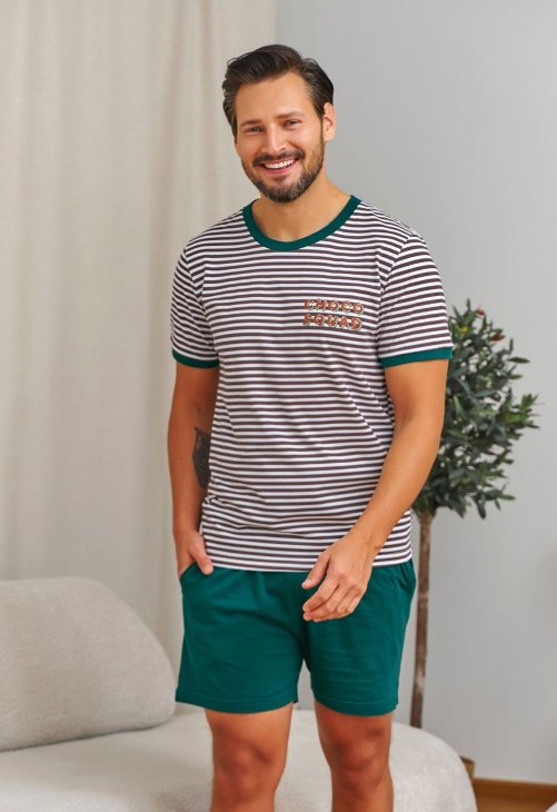 Doctor Nap Piżama męska w paseczki choco squad PMB.7404