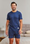Doctor Nap Granatowa piżama męska z prążkowanej bawełny PMB.7413