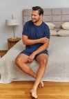 Doctor Nap Granatowa piżama męska z prążkowanej bawełny PMB.7413
