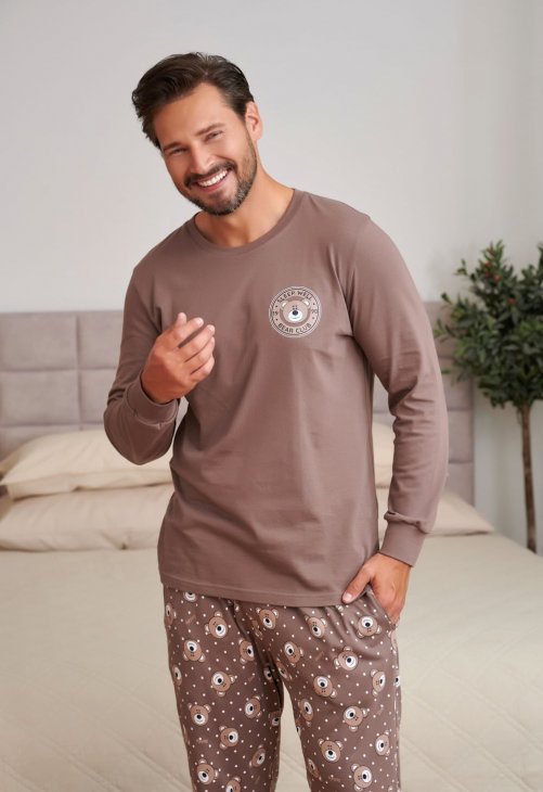 Doctor Nap Brązowa piżama męska Bear Club PMB.7508