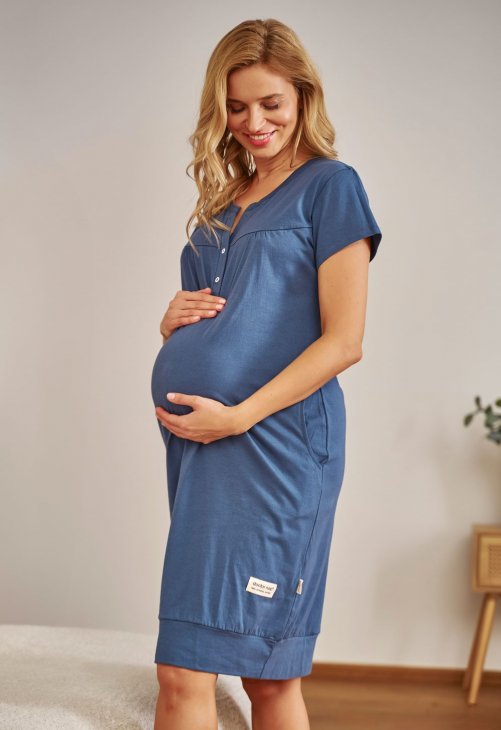 Doctor Nap Niebieska koszula nocna rozpinana na napy TCB.4348