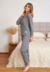 Prążkowana piżama damska z długim rękawem Doctor Nap PM.7567 szara