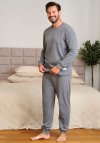 Prążkowana piżama męska z długim rękawem Doctor Nap PMB.7568 szara