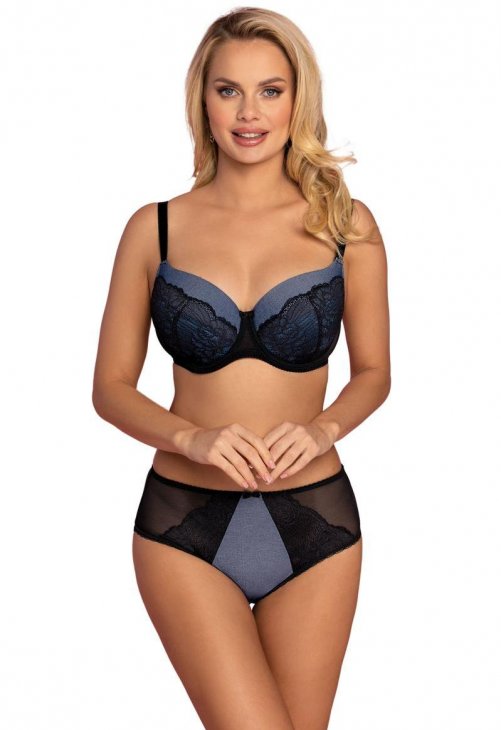 Vena Biustonosz push up Biustonosz Usztywniany Model VB-438 Black/Jeans